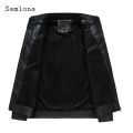Samlona Plus Size Mens Pu Leather Jackets 2022 European Style Fashion Jacket Biker Faux Leather Coats Red Blue Zipper Overcoats.