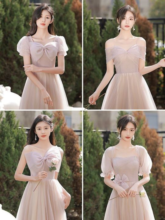 Bridesmaid Dress2023New Niche High Sense Summer Wedding Fairy Female Friends Sisters Group Dress Women's Long Slimming Dress