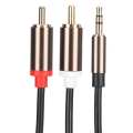 Audio Line Speaker Cord Computer Subwoofer Cable Phone Accessory 2-in-1 3.5mm Male to 2RCA. 