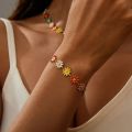 Fashion Korean Sweet Daisy Flower Bracelets For Women Girls Minimalist Enamel Sunflower Aesthetic Bracelet Wedding Party Jewelry. 