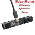 Global Shutter 3D Stereo VR Camera Module 3.8MP High Speed Webcam 120fps 60fps 3200x1200P Fisheye Motion Capture LightBurn Cam.
