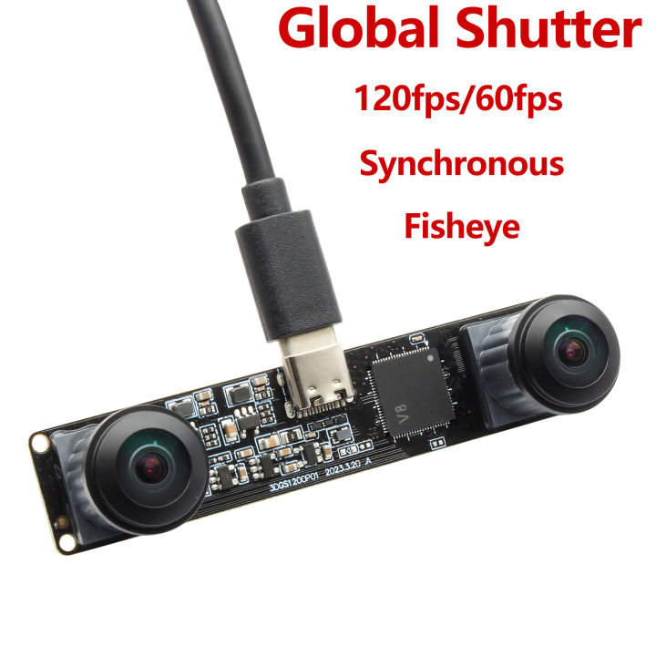 Global Shutter 3D Stereo VR Camera Module 3.8MP High Speed Webcam 120fps 60fps 3200x1200P Fisheye Motion Capture LightBurn Cam