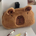 Cartoon Cute Pen Bag Plush Stuffed Animal Pencil Bag Large Capacity Cosmetic Bag Kawaii School Stationery.