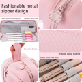 Large Capacity Pencil Case Pencil Pouch Pen Bag For School Stationery And Travel Pink. 