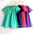 Baby Girls Dresses Kids Embroidered Cotton Summer Party Dress For Girl Children Costume Blue Cute Dress Clothes 2-6 Yrs Clothing.