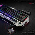 HXSJ 7Pin Pk-900 Gaming Keyboard Rgb Backlight Computer Keyboard With Mo-bile P-hone HO-lder Wrist Rest S-ilver. 