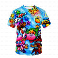 Boys and girls' clothes Kirby cartoon 3D T-shirt baby T-shirt top 4T-14T children's casual T-shirt street wear.