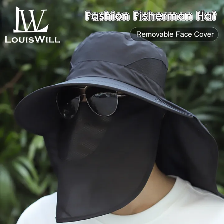 LouisWill%20Men's%20Sun%20Hat%20Fashion%20Fisherman%20Hat%20Summer%20Sun%20Protection%20Hat%20Outdoor%20Hiking%20Hat%20Anti-UV%20Hats%20Quick%20Dry%20Fisherman%20Cap%20Visor%20Hat%20With%20Removable%20Face%20Cover%20Windproof%20Strap%20Sports%20-%20Image%203