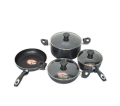 Kiam Non Stick 7 in 1 Cookware Set (7 pcs Set)  For Superior Release - Fry Pan 1pc, Karai 1pc, Casserole 1pc, Milk pan 1pcs and 3 Lids. 