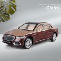 1:24 Mercedes Maybach S680 Diecast Alloy Car Luxurious Simulation Toy Vehicles Metal Car 6 Doors Open Model Car Sound Light Toys For Gift.