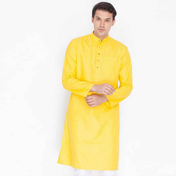 Special Cotton Panjabi for Men - Yellow - NZ-13007