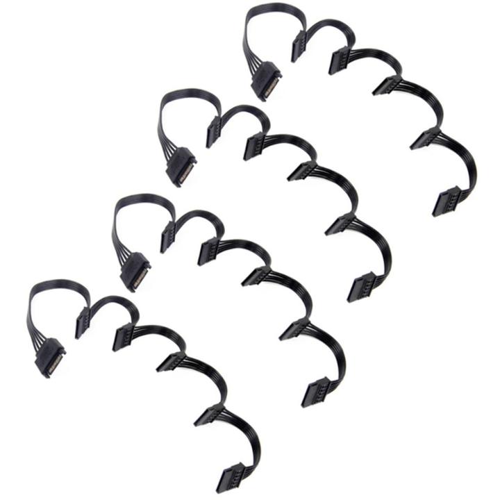 4X 15 Pin SATA Power Extension Hard Drive Cable 1 Male to 5 Female Power Supply Splitter Adapter Cable for DIY PC Sever