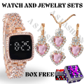 LED Display Digital Touch Screen Watch Necklace Earrings and Ring Box Free Gift Item For Girls and Women.