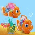 Transparent Gear Fish Toy, Baby Lights Music Light Fish Toy, Newborn Musical Early Educational Toy,.