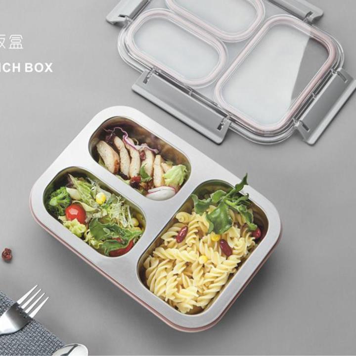 Tedemei 3 Compartment Dinner, Lunch Tiffin Box for Office, School Inner Stainless Steel Lunch Box, 1.2 L (Multicolor)