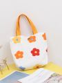 New Ins Style Flower Canvas Handbag Cotton Art Student Canvas Bag Small Fresh Mommy Bag. 