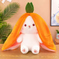 25CM Cute Transform Strawberry Rabbit Doll Plush Toy Carrot Rabbit Small Fruit Doll Bunny Birthday Gift for Girls Kids Boys. 