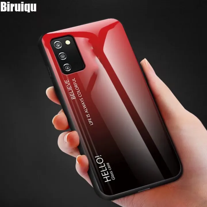 Biruiqu%20For%20Samsung%20Galaxy%20A03s%20Shockproof%20Gradient%20Tempered%20Glass%20Back%20Soft%20Silicone%20Edge%20Case%20Cover%20-%20Image%202