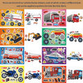 8/16Sheets DIY Engineering Car Puzzle Stickers Make a Face Children Create Your Own Motorcycle Train Truck Jigsaw Game Kids Toy. 