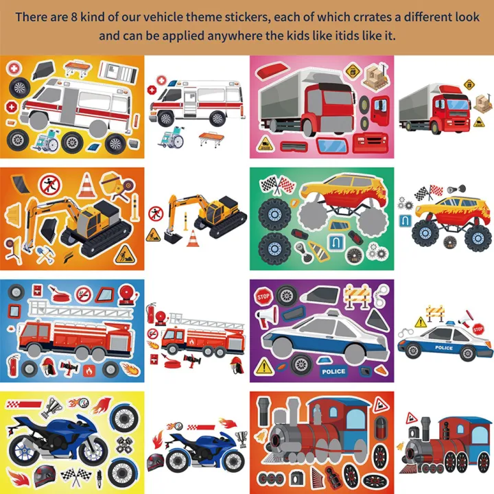 8/16Sheets%20DIY%20Engineering%20Car%20Puzzle%20Stickers%20Make%20a%20Face%20Children%20Create%20Your%20Own%20Motorcycle%20Train%20Truck%20Jigsaw%20Game%20Kids%20Toy%20-%20Image%203