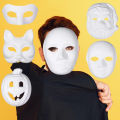 Roleplay Handdrawn White Pulp Mask DIY Adult Christmas Halloween Party Santa Claus Cat Fox Full Face Masks Cosplay Costume Props.