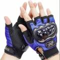 Pro Biker Hand Gloves Half Finger - Black, Red, and Blue. 