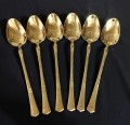 Premium Royal Gold Stainless Steel Serving Spoon Set – 8 Inch (6 Pieces). 