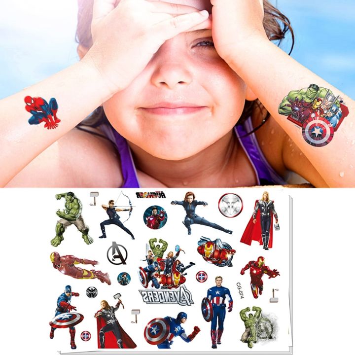 Marvel%20Spiderman%20Tattoo%20Sticker%20Action%20Figure%20Anime%20Iron%20Man%20Avengers%20Waterproof%20Tattoo%20Sticker%20For%20Boys%20Toys%20Kids%20Birthday%20Gift%20-%20Image%205