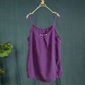 Retro Art Frog Button Pure Cotton Camisole Women2022Summer New Loose Inner Wear Sleeveless Top for Women. 