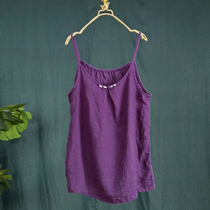Retro%20Art%20Frog%20Button%20Pure%20Cotton%20Camisole%20Women2022Summer%20New%20Loose%20Inner%20Wear%20Sleeveless%20Top%20for%20Women%20-%20Image%202