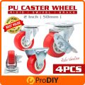 4 pcs Heavy Duty 50mm 2''  Rubber Wheel Swivel Castor Wheels Trolley Caster Brake Set of castor. 