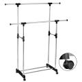 Folding Double Clothes and Shoe Rack - Silver and Black.