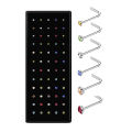 60PC Stainless Shape Ring Nose Multicolor Nariz Piercing Bend Steel Women Aro Fashion Crystal Set.