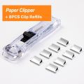 RHS Online Staple Metal Clip Push Hand Paper Clipper with Refills Fixing Organizing Stapler Reusable Push Clamp for Document File. 