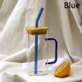 400ml High Borosilicate Mug With Lids And Straws Handle Transparent Drinking Glass Cup For Iced Coffee Juice Milk Tea Home Gift-Cola Kids. 