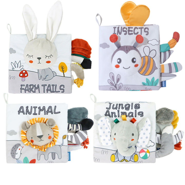 Soft Baby Books 3D Touch Feel High Contrast Cloth Book Early Learning Montessori Sensory Stroller Toys for Infant Toddler Gifts Vnce Lncei