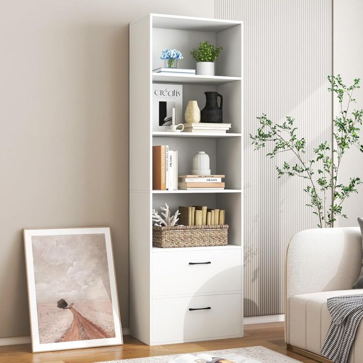 Nice%20Furniture%204%20Shelf%20Bookcase%20with%202%20Drawers,%20Tall%20Bookshelves%20and%20Bookcases,%20Vertical%20Bookshelf%20Tower,%20Wood%20Storage%20Shelves,%20Modern%20Book%20Shelf%20for%20Bedroom,%20Living%20Room,%20Home%20Office%2072/18%20-%20Image%202