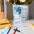 GC Acrylic Calendar With Wall Clock Includes 3 Erasable Markers Anti-sliding Anti-scratch Monthly Weekly Planner (15x20cm/6x7.9inch). 