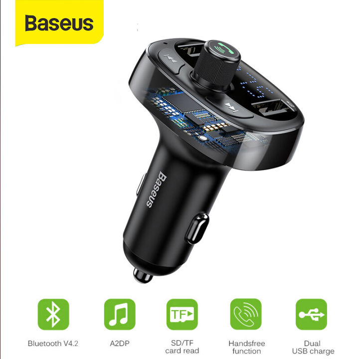 BASEUS S09 T Typed 3.4A Dual USB Ports Bluetooth MP3 Car Charger Support TF Card/U Disk/FM Transmitter
