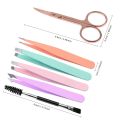 6 Pack Tweezers Set Professional Stainless Steel Curved Scissors for Women and Men Precision Tweezers Eyebrows for ngrown Hair. 