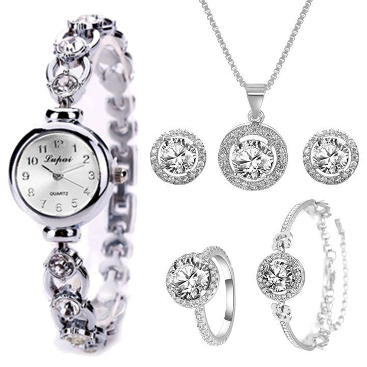 Fashionable%20Waterproof%20Women's%20Metal%20Strap%20Watch%20Exquisite%205pcs%20Diamond%20Inlaid%20Ladies%20Quartz%20Watch%20Set%20Girl's%20Minimalist%20Watches%20-%20Image%208