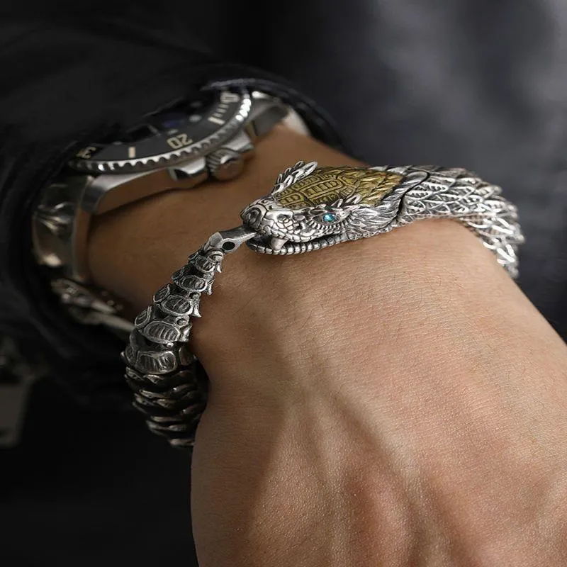 Vintage Men's Punk Domineering Ancient Dragon Snake Link Bracelets