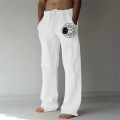 Men Baggy Cotton Linen Pants Casual Pocket Wide Leg Pant Full Length Drawstring Man Sport Pants Plus Size Loose Pants Streetwear. 