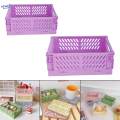 2x Folding Storage Basket Storage Crate with Handle for Bedroom Desk Green.
