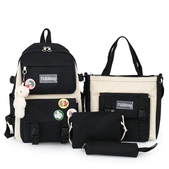Women's%20Bag%20New%20Canvas%20Backpack%20Women's%20Korean%20Version%20Harajuku%20Large%20Capacity%20Four-Piece%20Set%20Middle%20School%20Backpack%20College%20Student%20School%20Bag%20-%20Image%205