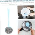 5 PCS Stainless Scrubber with Long Handle Steel Wire Replaceable Cleaning Washing Brush Tool for Kitchen Dish Bowl.