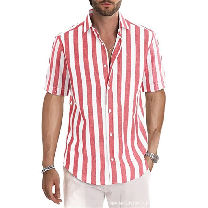Spring%20and%20Summer%20New%20Fashion%20Men's%20Top%20Short%20Sleeve%20Stripe%20Polo%20Shirt%20T-shirt%20-%20Image%202