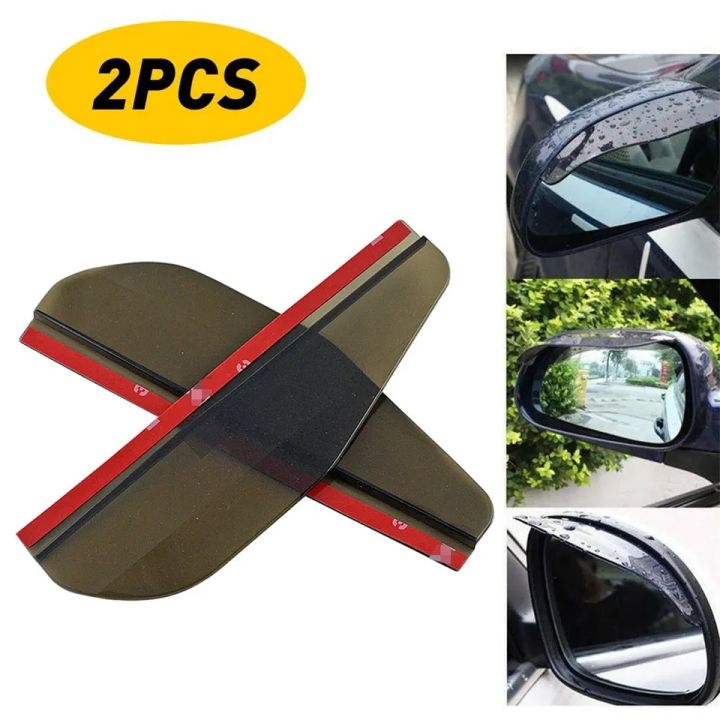 2pcs Car Side Mirror Brown Sun Rain Board Flashing Waterproof Visor Rubber Guard