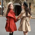 Fashion Baby Girl Boy Trench Jacket Toddler Teens Windbreak Coat Khaki Red Long Spring Autumn Child Dust Coat Clothes 3-12Y. 