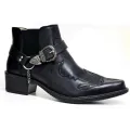 Handmade 2023 Men's Vintage Cowboy Boots Leather High Top Chain Buckle Strap Punk Shoes Pointed Toe Motorcycle Boots for Men BunnyGarden. 